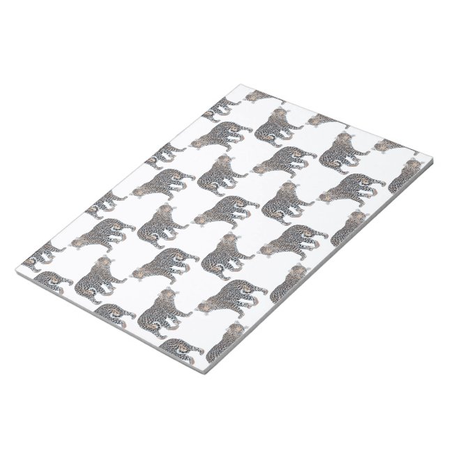 Bloc De Notas Patrón blanco de animal leopardo simple (Lado Derecho)