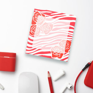 Bloc De Notas Patrón cebra + rosas rojas