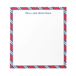 Bloc De Notas Patrón clásico de franja de tiempo rojo y naval di