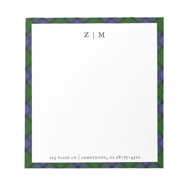 Bloc De Notas Patrón de armazón Tartan Plaid (Frente)