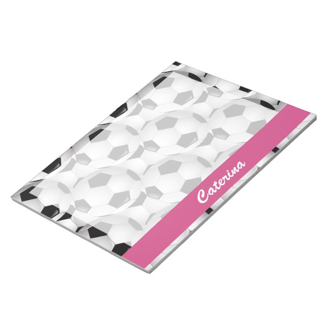 Bloc De Notas Patrón de bola de fútbol personalizado rosa (Lado Derecho)