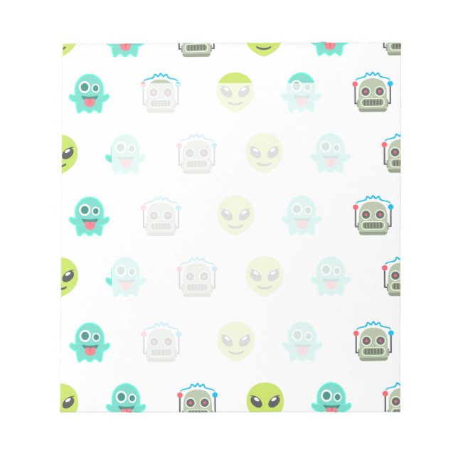 Bloc De Notas Patrón de cara de robot alienígena fantasma emoji  (Frente)