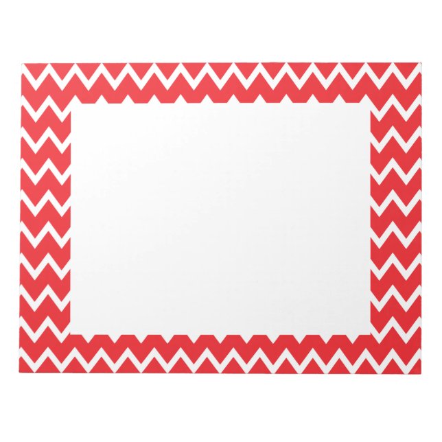 Bloc De Notas Patrón de cheurón rojo y blanco (Frente)