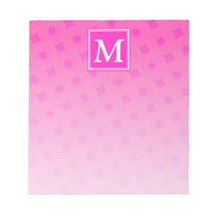 Bloc De Notas Patrón de círculos rosados calientes de monograma