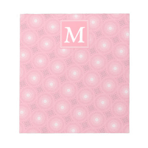 Bloc De Notas Patrón de círculos rosados monograma
