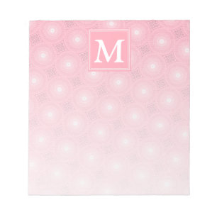 Bloc De Notas Patrón de círculos rosados monograma