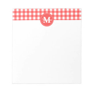 Bloc De Notas Patrón de comprobación de Gingham blanco rojo mono