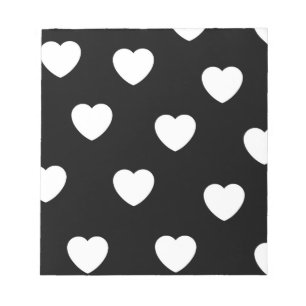 Bloc De Notas Patrón de corazón blanco y negro
