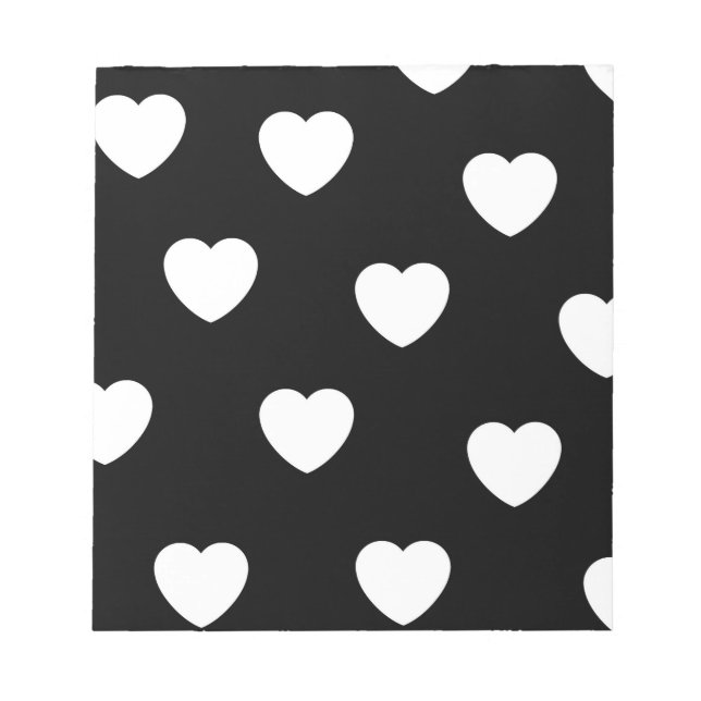Bloc De Notas Patrón de corazón blanco y negro (Frente)