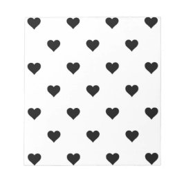 Bloc De Notas Patrón de corazón simple de corte blanco y negro