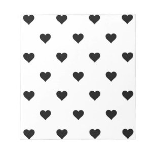 Bloc De Notas Patrón de corazón simple y lindo en blanco y negro