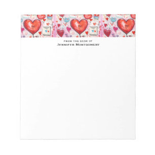Bloc De Notas Patrón de corazones y letras de amor caprichosos