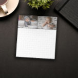 Bloc De Notas Patrón de cuadrícula de borde gris 2 fotos<br><div class="desc">Papel con patrones de cuadrícula personalizado con dos fotos enmarcadas por un borde gris. Billete personalizado con dos plantillas de fotos y un papel gráfico discreto.</div>