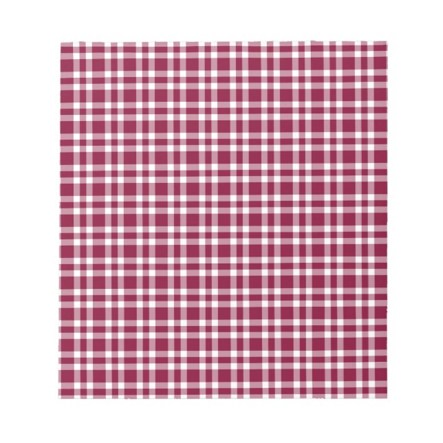 Bloc De Notas Patrón de Cuadro Burgundy Blanco (Frente)