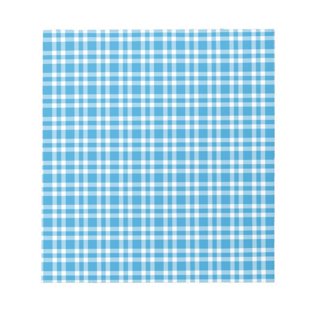 Bloc De Notas Patrón de Cuadro Escocés Azul Blanco (Frente)
