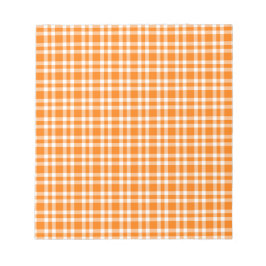Bloc De Notas Patrón de Cuadro Escocés Naranja Blanco