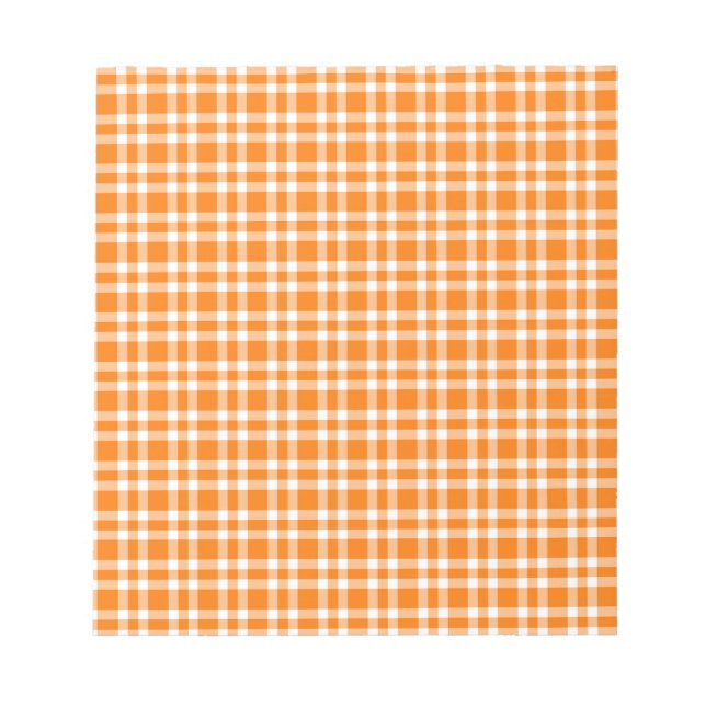 Bloc De Notas Patrón de Cuadro Escocés Naranja Blanco (Frente)