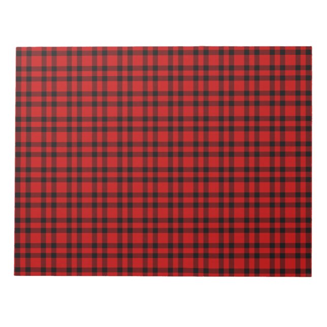 Bloc De Notas Patrón de Cuadro Escocés Rojo Negro (Frente)