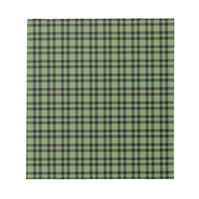 Bloc De Notas Patrón de Cuadro Escocés Verde Negro (Frente)