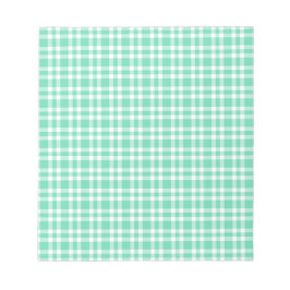 Bloc De Notas Patrón de Cuadros Azul Aguamarina y Blanco