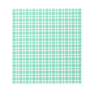 Bloc De Notas Patrón de Cuadros Azul Aguamarina y Blanco
