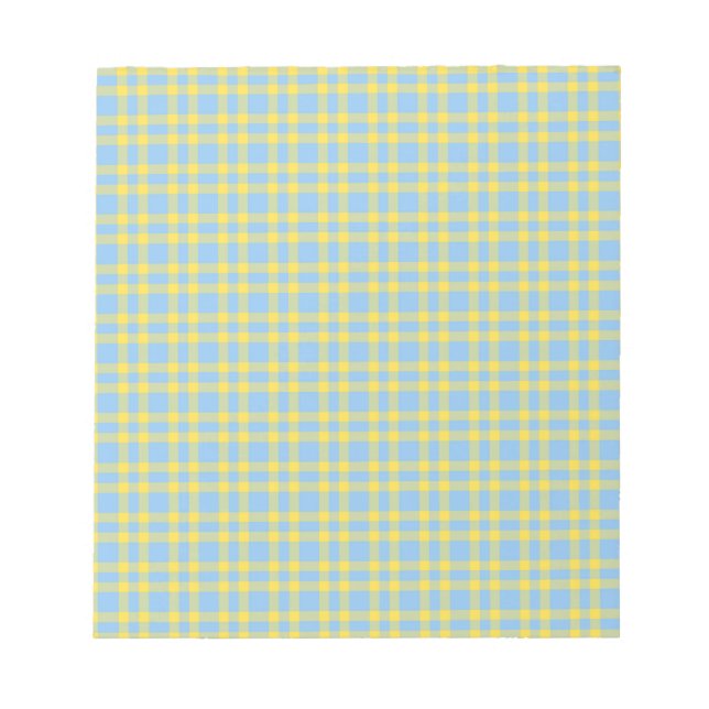 Bloc De Notas Patrón de cuadros azul amarillo (Frente)