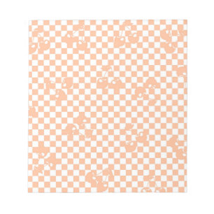 Bloc De Notas Patrón de cuadros de cereza fuzz melocotón