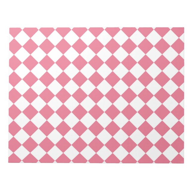 Bloc De Notas Patrón de cuadros de diamante rosa blanco (Frente)