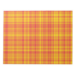Bloc De Notas Patrón de cuadros escoceses naranja amarillo