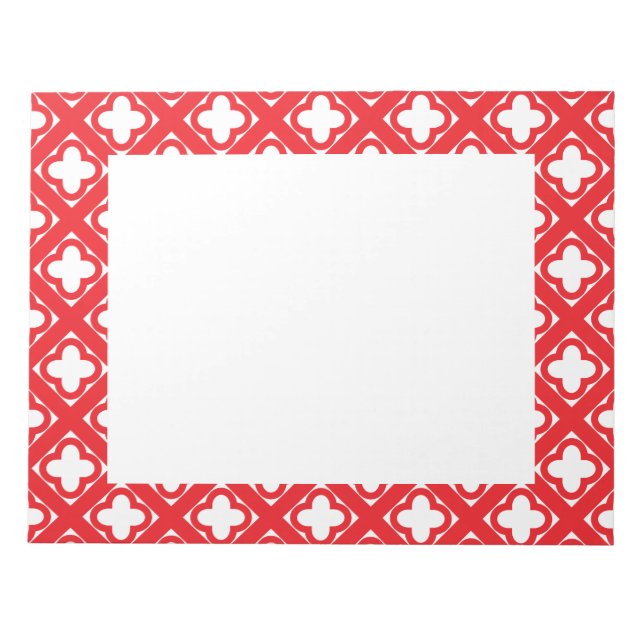 Bloc De Notas Patrón de cuatrefoil rojo (Frente)