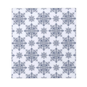 Bloc De Notas Patrón de Damasco de copo de nieve azul
