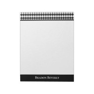 Bloc De Notas Patrón de diamante blanco y negro personalizado