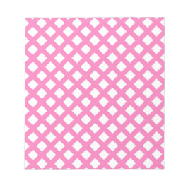 Bloc De Notas Patrón de diamante de cuadros rosados y blancos