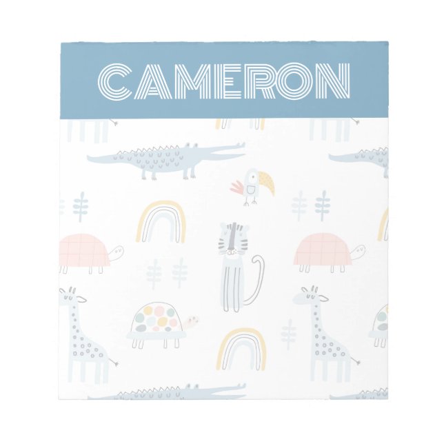 Bloc De Notas Patrón de diversión animal Doodle (Frente)