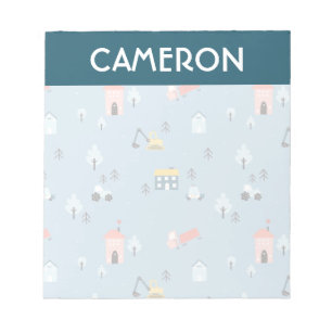 Bloc De Notas Patrón de escena de pueblo de Doodle Cute