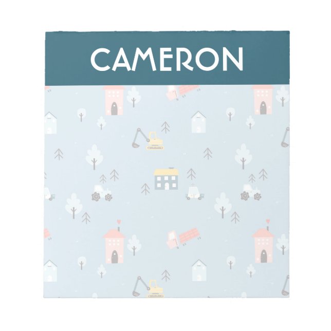 Bloc De Notas Patrón de escena de pueblo de Doodle Cute (Frente)