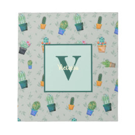 Bloc De Notas Patrón de flor de vegetación de cactus