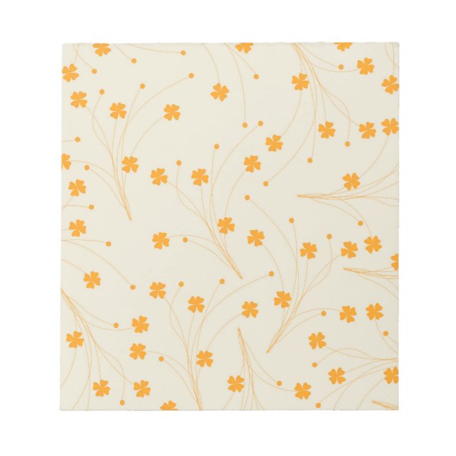 Bloc De Notas Patrón de flor del naranja Beige Retro Y2K 70 (Frente)