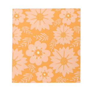 Bloc De Notas Patrón de flor del Naranja de Fuzz de color rosa d