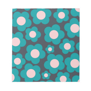 Bloc De Notas Patrón de flor hippie azul precoz