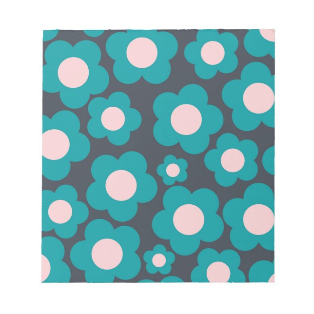 Bloc De Notas Patrón de flor hippie azul precoz (Frente)