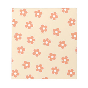 Bloc De Notas Patrón de flor hippie blanco