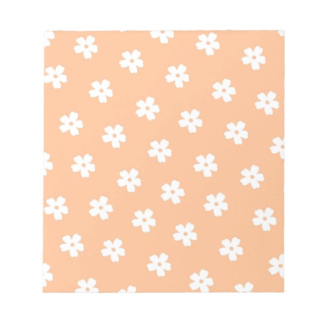 Bloc De Notas Patrón de flor hippie blanco (Frente)