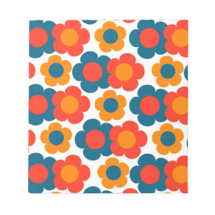 Bloc De Notas Patrón de flor hippie del Naranja azul preppy