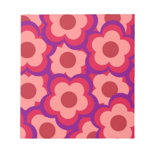 Bloc De Notas Patrón de flor hippie retro de color negrita