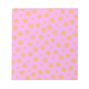Bloc De Notas Patrón de flor hippie rosado de Naranja preppy