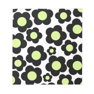 Bloc De Notas Patrón de flor hippie verde neonatal precoz