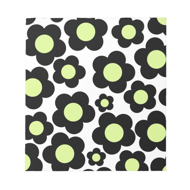 Bloc De Notas Patrón de flor hippie verde neonatal precoz (Frente)