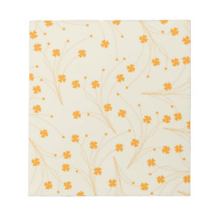 Bloc De Notas Patrón de Flor Retro Y2K 70s Beige Naranja