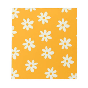Bloc De Notas Patrón de flor simple flor floral blanco amarillo 